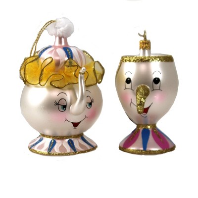 Italian Ornaments 4.5" Dancing Teapot & Little Cup Ornament Belle Italian Beast  -  Tree Ornaments