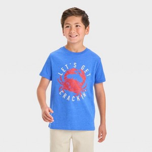 Boys' Short Sleeve 'Lets Get Crackin' Graphic T-Shirt - Cat & Jack™ Blue - 1 of 4