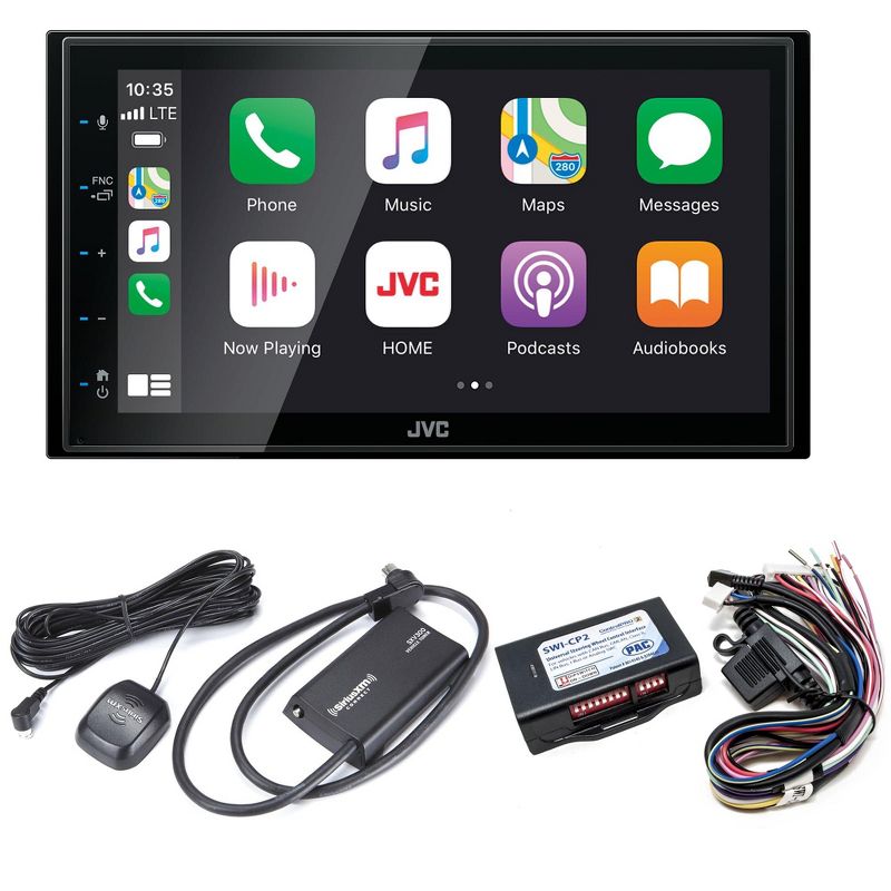 JVC KW-M560BT Digital Media Receiver 6.8" Touch Panel Compatible With Apple CarPlay & Android Auto with SXV300v1 Satellite Radio Tuner and SWI-CP2 ..., 1 of 7