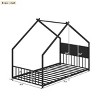 House Bed with Roof and Colorful Lights, Fun Bed for Kids and Teens, Low to Ground Design, Bed with Iron Frame Structure-Baofuwish - 4 of 4