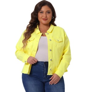 Agnes Orinda Women's Plus Size Classic Denim Long Sleeve with Pockets Fashion Jean Jackets - 1 of 4