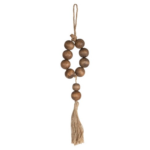 Natural Wood & Jute Beaded Tassel - Foreside Home & Garden : Target