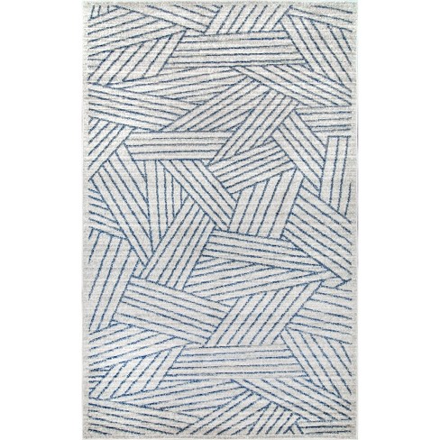 Inside/Outside Doormat Blue Checkered Floor Rugs Non 24''X47'' Blue  Horizontal