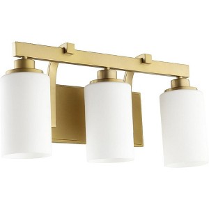 Quorum Lighting Lancaster Glass 3-Light Aged Brass Wall Sconce - 1 of 1