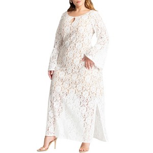 ELOQUII Women's Plus Size Lace Keyhole Maxi Dress - 1 of 4
