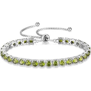 Sterling Silver Tennis Bracelet with Birthstone, Adjustable Bolo Chain Fine Jewelry, Anniversary Birthday Gift for Women - 1 of 4