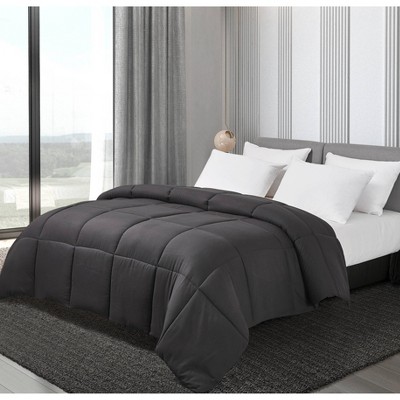 King Microfiber Down Alternative Comforter Black - Blue Ridge Home Fashions