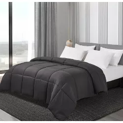 Twin Microfiber Down Alternative Comforter Black - Blue Ridge Home Fashions