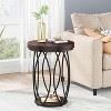Hommoo Round End Table, Industrial Accent Side Table with Storage Shelf - 3 of 4