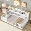 CAVINAS Twin/Full Size Bed Frame with Bedside Bookcase & Guardrails,Storage Floor Bed for Kids Room,Bedroom - 3 of 4