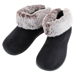 Isotoner Women's Recycled Microsuede and Faux Fur Boot Slipper - 1 of 3