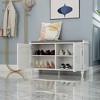 Famapy White Shoe Bench with Upholstery for 8 Pairs of Shoes - 2 of 4