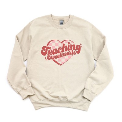 Simply Sage Market Women's Graphic Sweatshirt Teaching Sweethearts Checkered Hearts