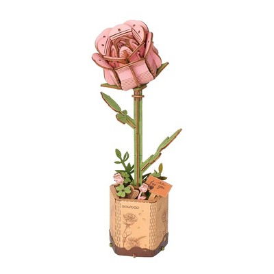 Robotime 3D Puzzles Rose DIY Model Building Artifical Flower Toys for Thanksgiving Mother's Day Valentine's Day Gifts, Multicolored, 9.65"*6.5"*0.47"