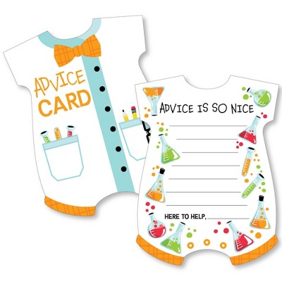 Big Dot of Happiness Scientist Lab - Baby Bodysuit Wish Card Baby Shower Activities - Shaped Advice Cards Game - Set of 20