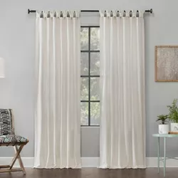 95"x52" Washed Cotton Twisted Tab Light Filtering Curtain Panel Ivory - Archaeo