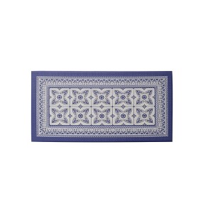 J&V TEXTILES 20" x 55" Oversized Cushioned Anti-Fatigue Kitchen Runner Mat (Blue Geo) - 1 of 4