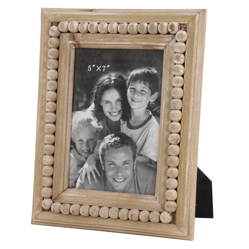 Photos - Photo Frame / Album 10"x8" Wood Beaded 1 Slot Photo Frame Light Brown - Olivia & May