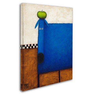 Trademark Fine Art -Daniel Patrick Kessler 'Blue Dog With Apple' Canvas Art