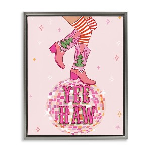 Stupell Industries Yeehaw Christmas Cowboy Black Framed Floater Canvas Wall Art - 1 of 4