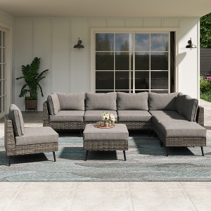 Lausaint Home 8-Piece Wicker Sectional Sofa - 1 of 4