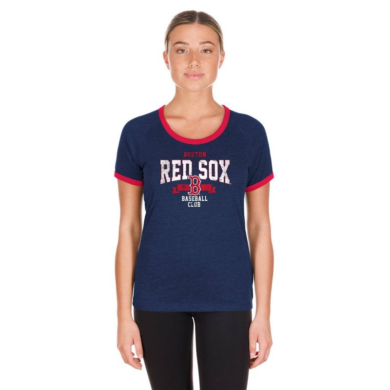 MLB Boston Red Sox Women&#39;s Heather Bi-Blend Ringer T-Shirt, 5 of 7