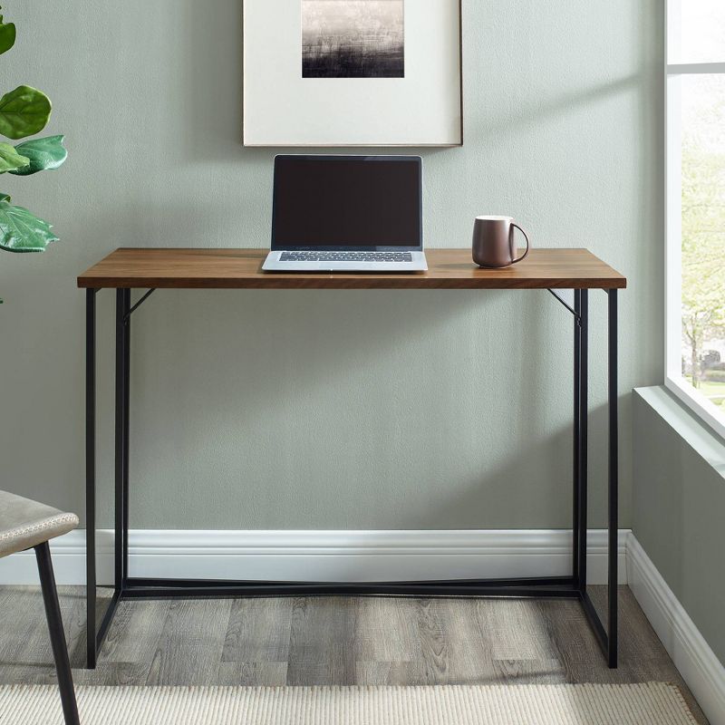 Maxwell Modern Glam Simple Y Leg Writing Desk Dark Walnut - Saracina Home, 5 of 8