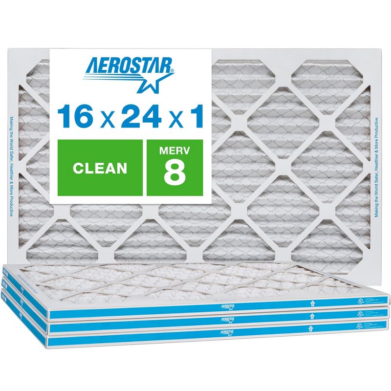 Aerostar AC Furnace Air Filter - Dust - MERV 8 - Box of 4, 1 of 3