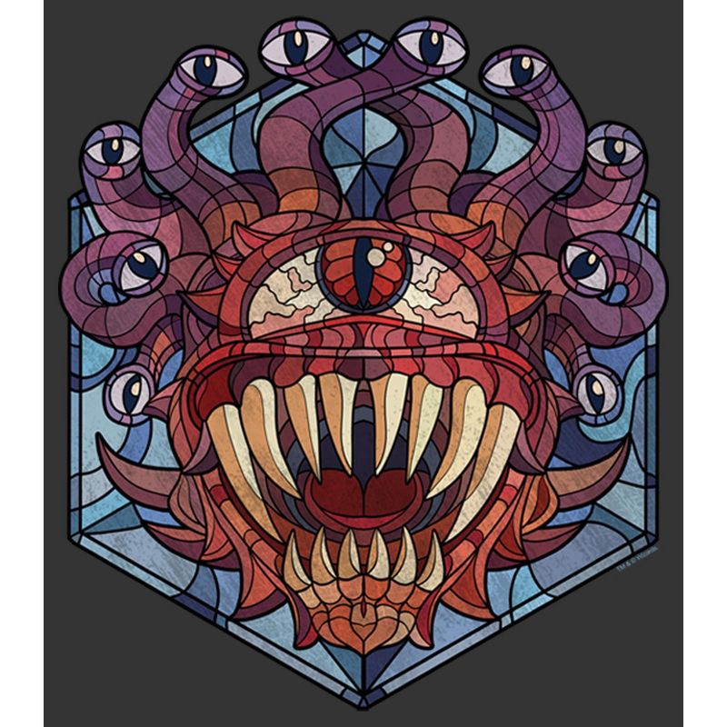 Men's Dungeons & Dragons Beholder Monster Stained Glass T-Shirt, 2 of 6