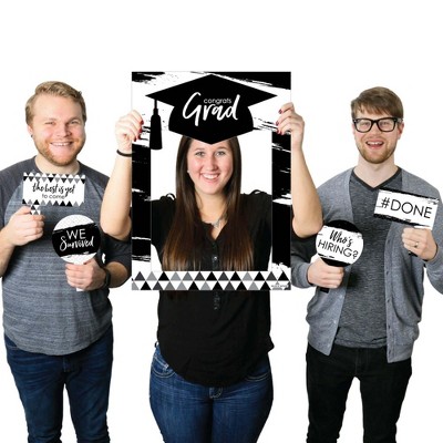 Big Dot of Happiness Black and White Grad - Best is Yet to Come - Party Selfie Photo Booth Picture Frame and Props - Printed on Sturdy Material