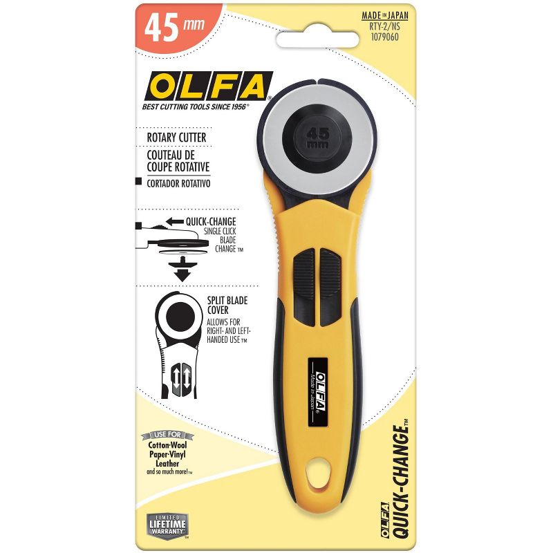 OLFA Quick-Change Rotary Cutter w/Dual Blade Guard 45mm, 1 of 8