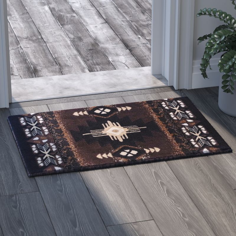Emma and Oliver Olefin Accent Rug with Complementary Southwestern Pattern and Jute Backing, 2 of 7