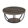 Resenkos Wooden Coffee Table, 2-Tier Round Central Cocktail Table with Shelves,Gray - 4 of 4