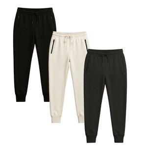 3 Pack Ultra Soft Womens Joggers with Zip Pockets - 1 of 4