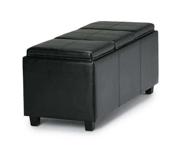 FranklStorage Ottoman Midnight Black Faux Leather - Wyndenhall