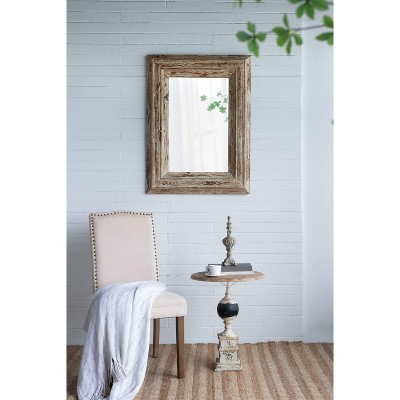 Vynxaria 30x39" Rectangle Wall Accent Mirror with Distressed Wood Frame