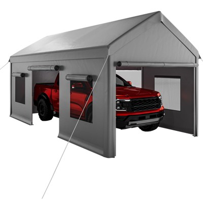 10 x 20 FT, Heavy Duty Carport Canopy with Roll Up and Down Mesh Window, Outdoor Portable Garage with Removable Sidewalls, All Season Tarp for Car