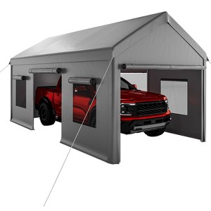 10 x 20 FT, Heavy Duty Carport Canopy with Roll Up and Down Mesh Window, Outdoor Portable Garage with Removable Sidewalls, All Season Tarp for Car - 1 of 4