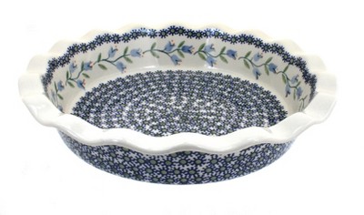 Blue Rose Polish Pottery Seaside Swirl Pie Plate – 9.75 Inch Stoneware Oven Safe Dish