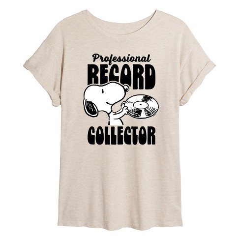 Women's - Peanuts - Snoopy Record Collector Oversized Graphic T-Shirt - image 1 of 4