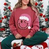 S.W.Smiley Glitter Santa Hat - Women's Garment Dyed Graphic Sweatshirt - 3 of 4