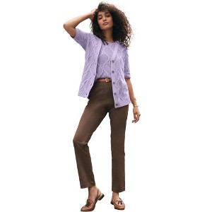 Jessica London Elbow Sleeve Cable Cardigan - 1 of 2