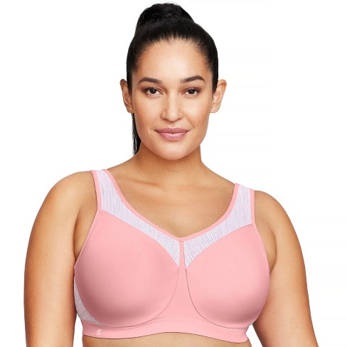 Glamorise Womens High Impact Wonderwire Sports Underwire Bra 9066 Pink  Blush Print 46C