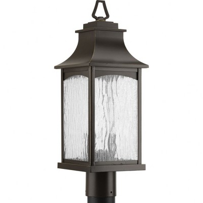 Progress Lighting Maison 2-Light Outdoor Post Lantern, Oil Rubbed Bronze, Clear Water Seeded Glass