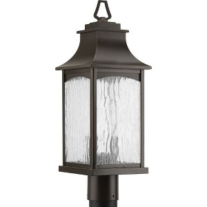 Progress Lighting Maison 2-Light Outdoor Post Lantern, Oil Rubbed Bronze, Clear Water Seeded Glass - 1 of 2