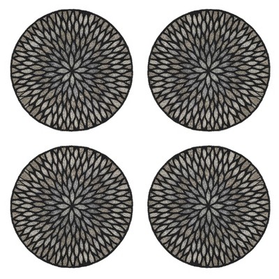 Black and Beige Beaded Round Placemats Set of 4