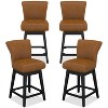 Dyonery Solid Wood Swivel Counter Upholstered Bar Stool 26.8" Height Set of 2 Barstools with Back & Arms for Kitchen Island,Home Bar - 3 of 4