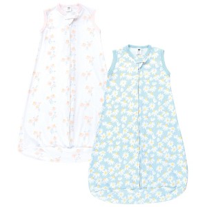 Hudson Baby Infant Girl Cotton Sleeveless Wearable Sleeping Bag, Sack, Blanket, Mixed Daisy - 1 of 4