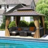 Costway 12 X 10/12 X 12 FT Hardtop Gazebo with  Netting Heavy-Duty Double-Roof Galvanized Metal Top - 4 of 4