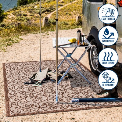 Madrid Vintage Filigree Taupe/Espresso 3'x5' Synthetic Area Rug